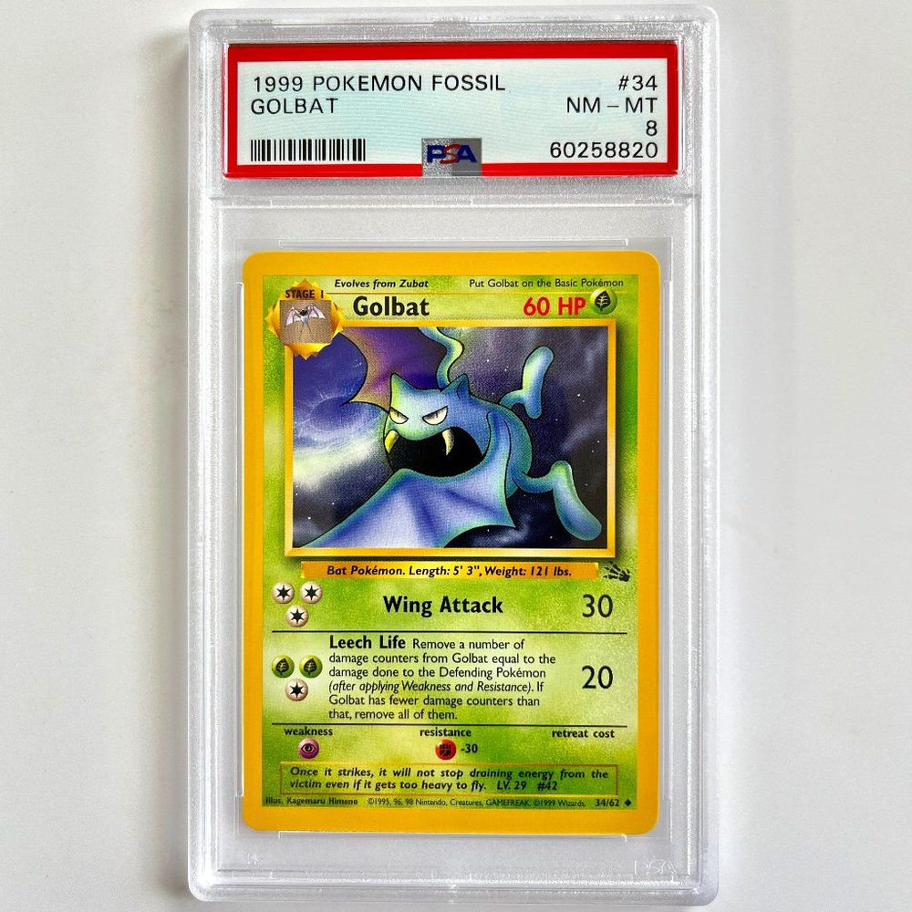 PSA 8 Golbat 34/62 Uncommon NM - Mint Fossil Unlimited 1999 Pokémon 60258820